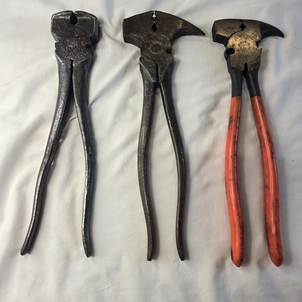 Vintage Fencing Pliers Lot (3) Crescent 1936-10 Jamestown Diamond R510P Button